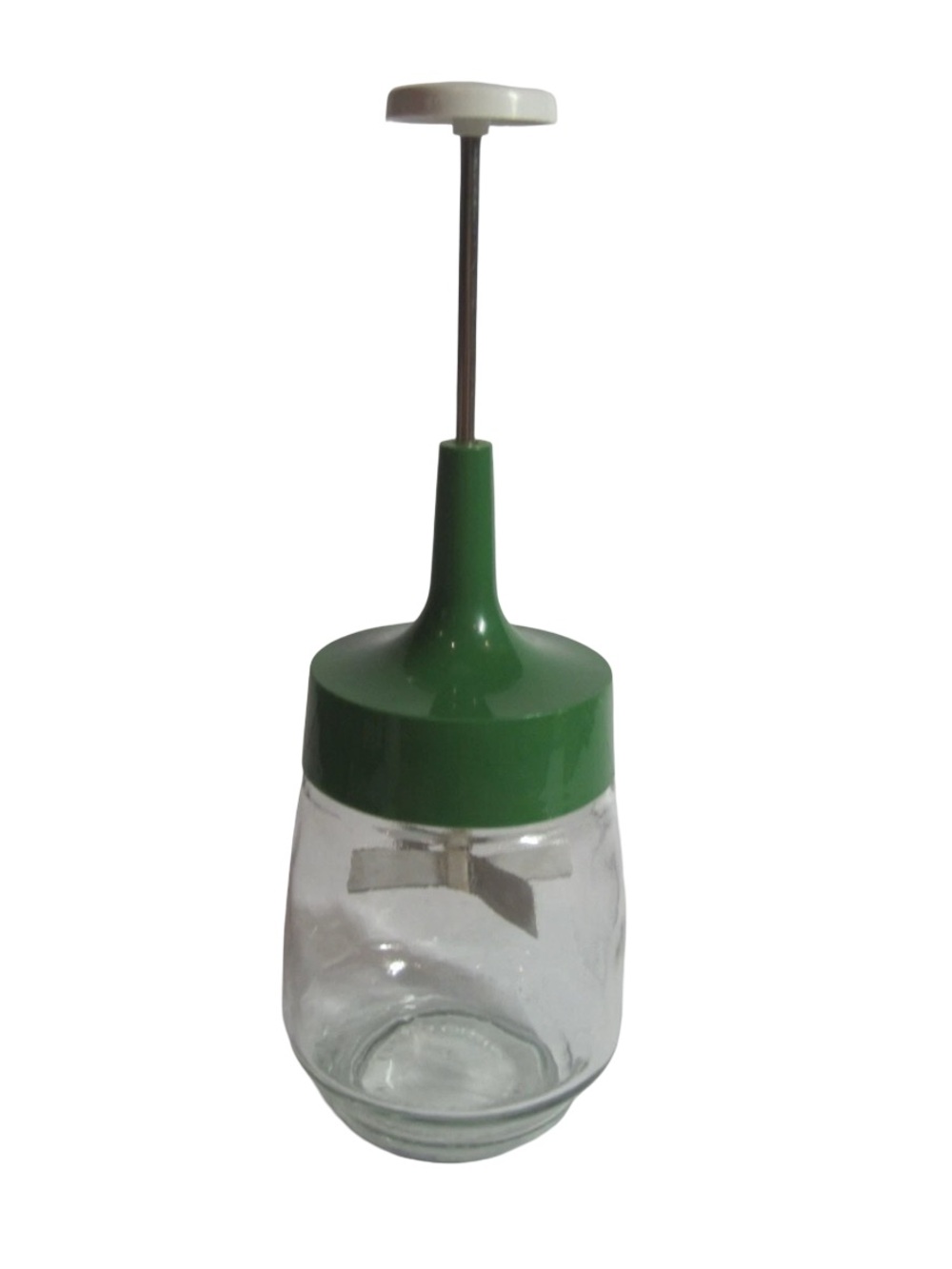 Vintage Glass Hand Chopper Avocado Green Manual Grinder Kitchen Tool Tool 10Inch